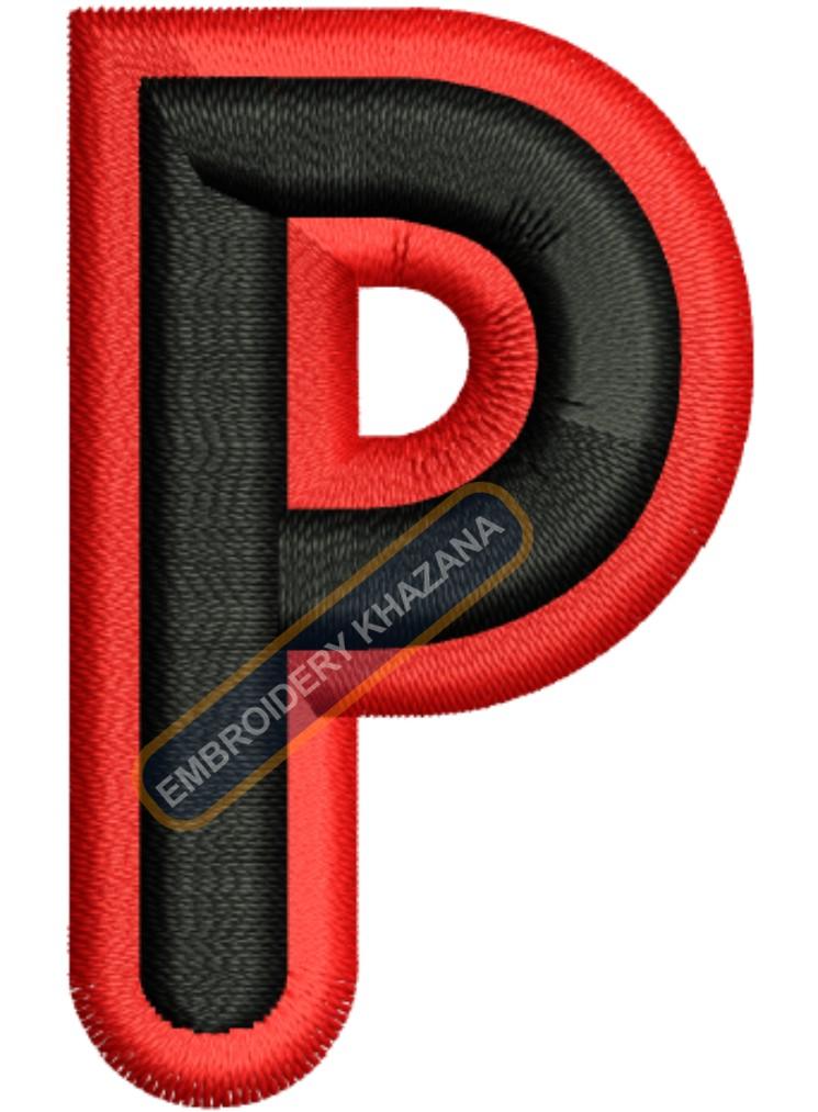 3D FOAM P WITH OUTLINE embroidery design